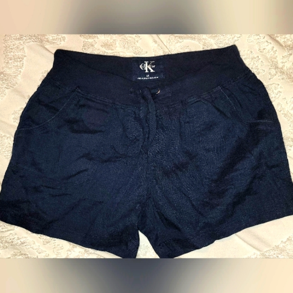 Women's Calvin Klein Navy Linen Shorts